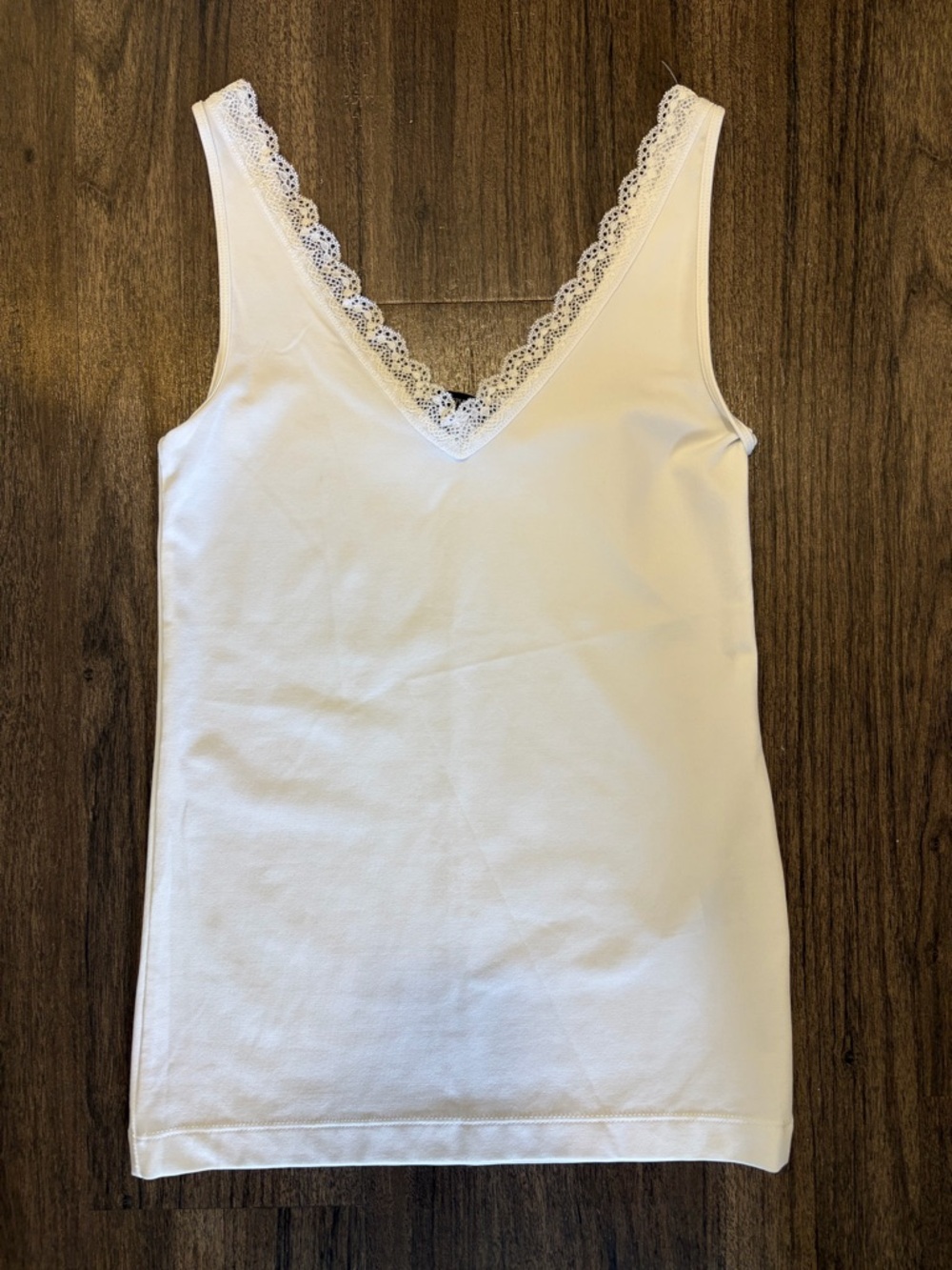 Banana Republic White Lace-Trim V-Neck Tank